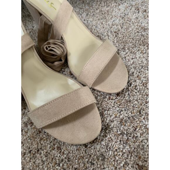 Lulus Alta Light Nude Suede Lace-Up Heel 4 inches Women's Size 11 - Picture 3 of 11